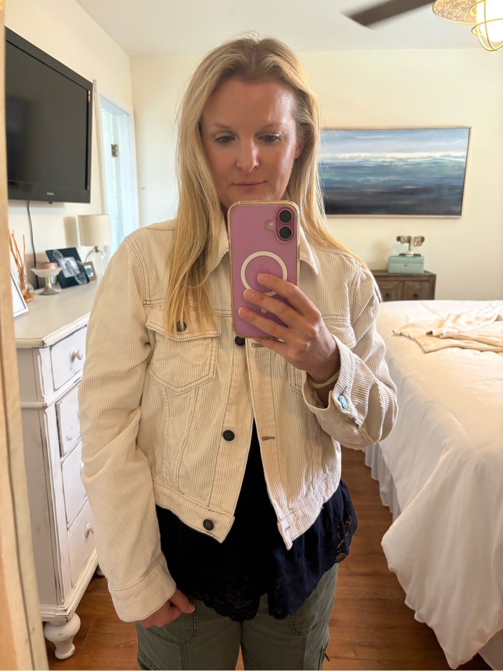 Hollister Women's Off-White Corduroy Jacket